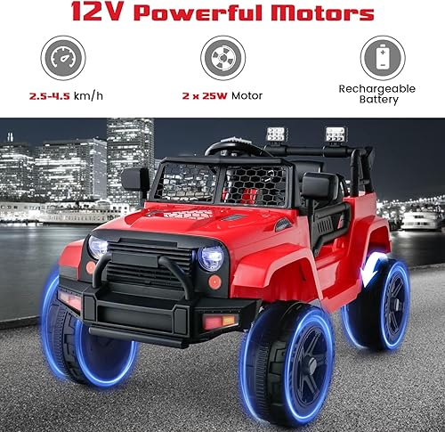 Miniatura 3 de OLAKIDS Camión de paseo para niños, vehículo eléctrico de 12 V con control remoto, juguete a batería para niños pequeños con 2 velocidades,