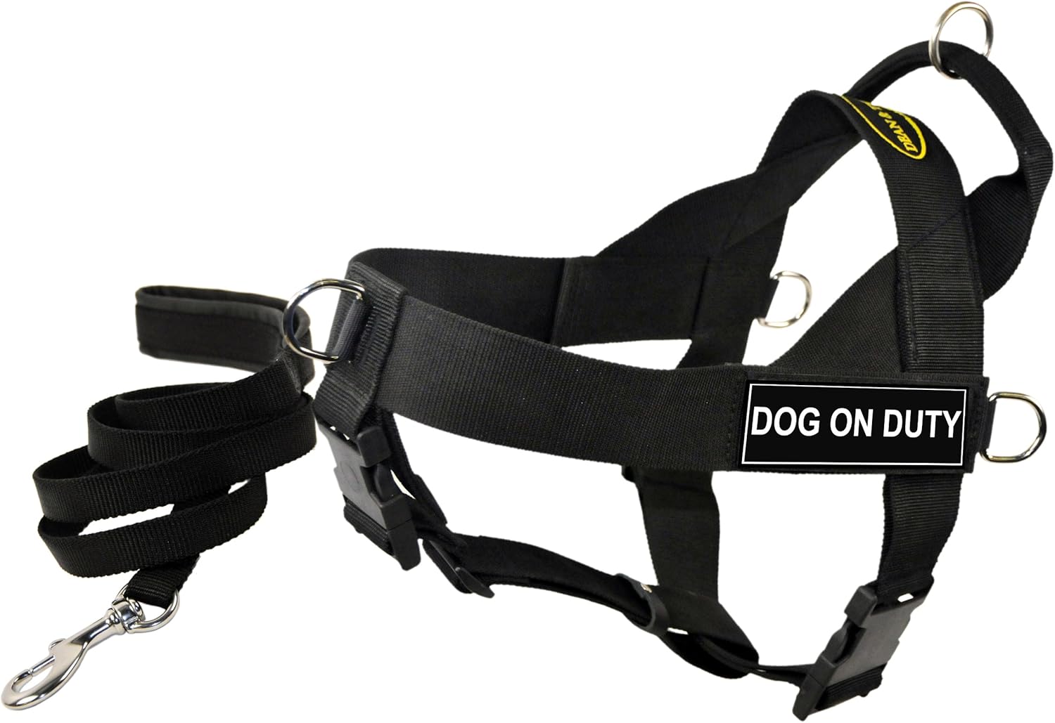 Dean and Tyler 23 to 28-Inch Dog on Duty Harness with Padded 6-Feet Puppy Leash, Black