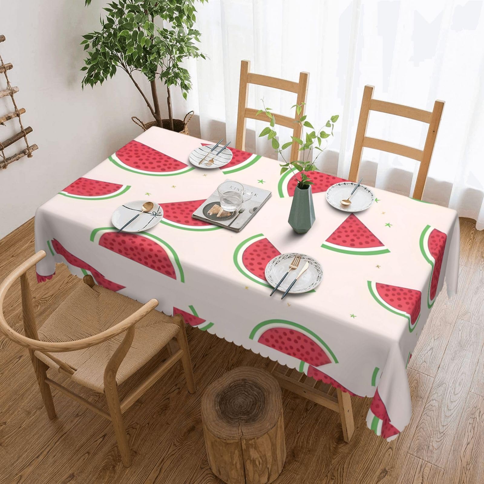 Nappe de table pastèque rose imperméable pour éviter les taches de cuisine