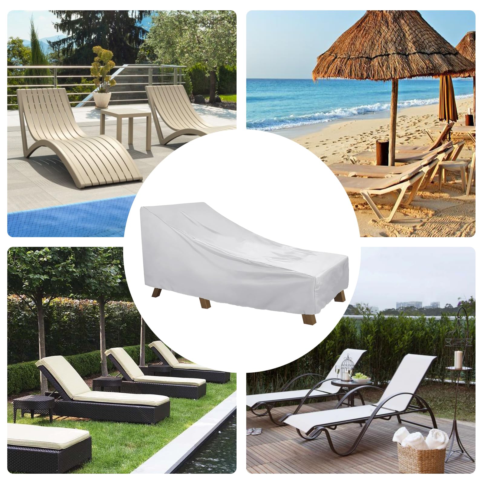 Housse de protection imperméable pour chaise longue 210D Oxford 210D - Housse de protection en tissu pour chaise longue - 210 x 75 x 40 x 80 cm