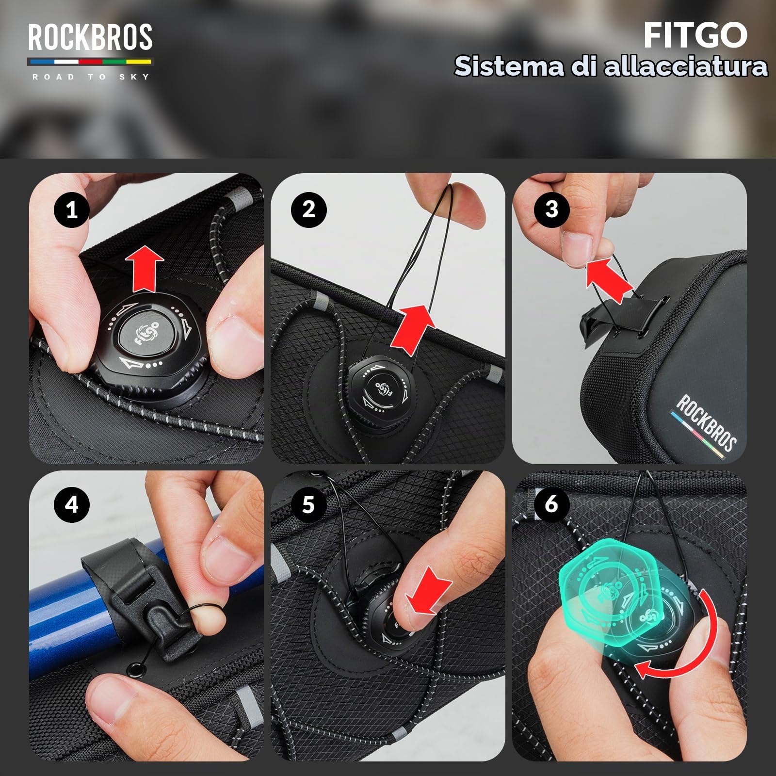 ROCKBROS Road to Sky Borsa Tubo Telaio Triangolo, Borsa Bicicletta Impermeabile per MTB Bici da Corsa, Triangolare da Telaio, Facile Installazione, Grande Capacità 2L