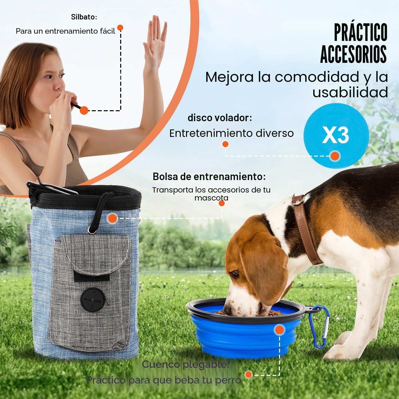 VEVOR Equipo de Entrenamiento de Agilidad para Perros 7 Piezas Carrera de Obstáculos para Cachorros con Vallas Altas Ajustables 6 Postes 2 Túneles Anillo de Salto Caja de Descanso Silbato Cuenco