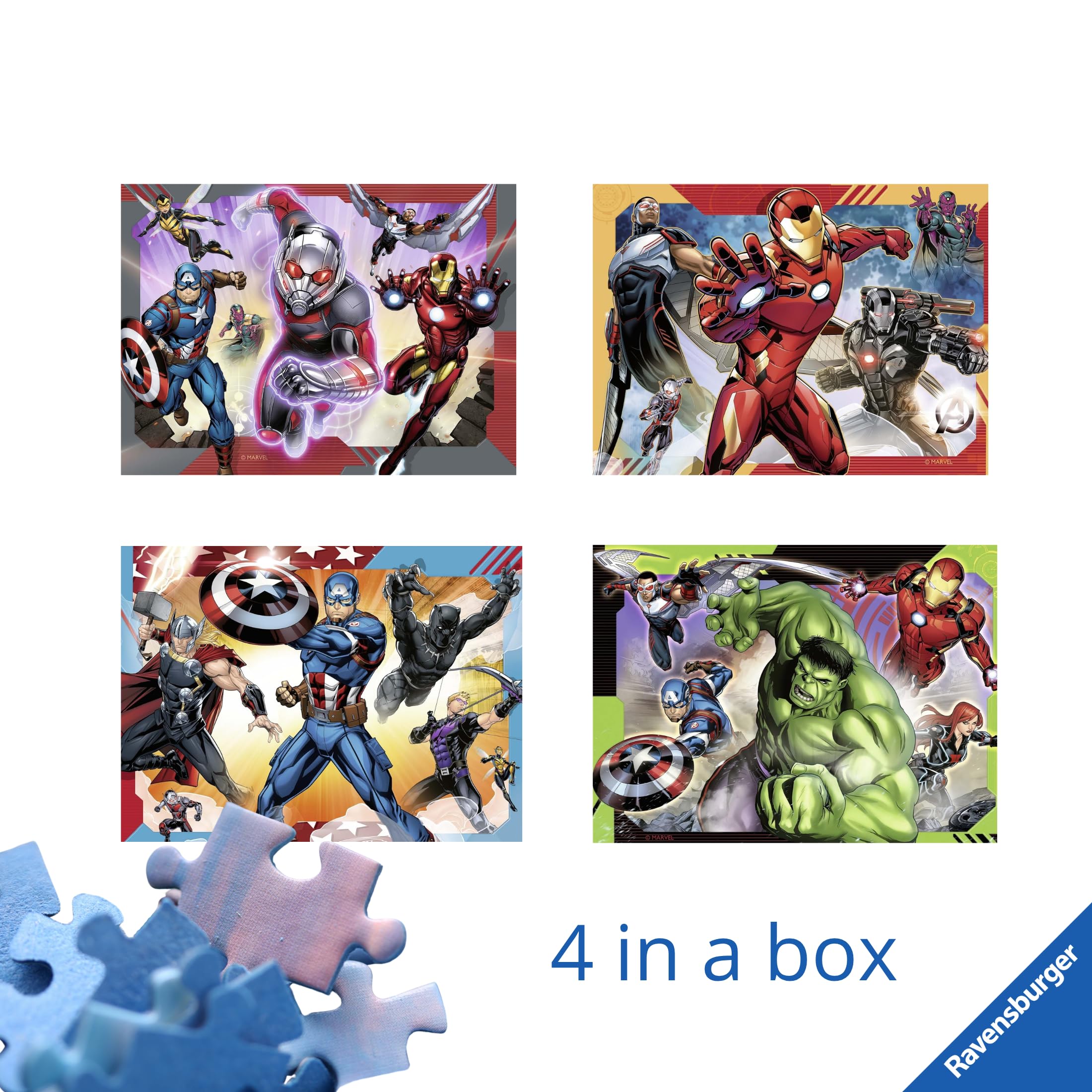 Ravensburger - Puzzles Marvel Avengers A 4 Pack | Puzzle Bambini 3 Anni In Su | Regalo Bimba 3 Anni In Su 72 Pezzi | Puzzle Bambini 19 X 14 Cm | Puzzles Stitch Bambina