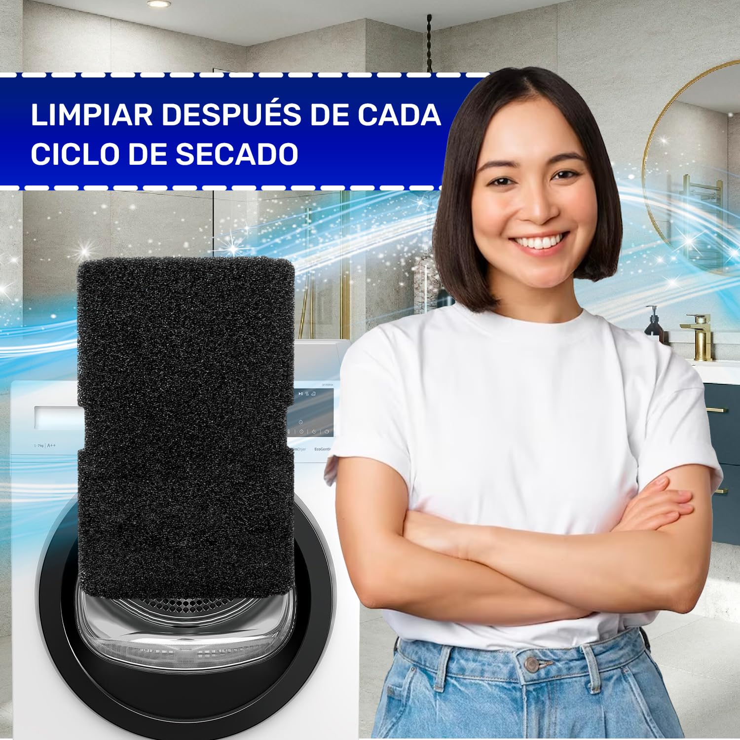 7 Piezas Esponja Filtros para Secadora de Ropa 240 x 155 x 11 mm con Código Original 2964840100 2964840200 2973350100 para Beko para Arcelik 782372152 782372445 782372447 para Smeg – MONTERAL
