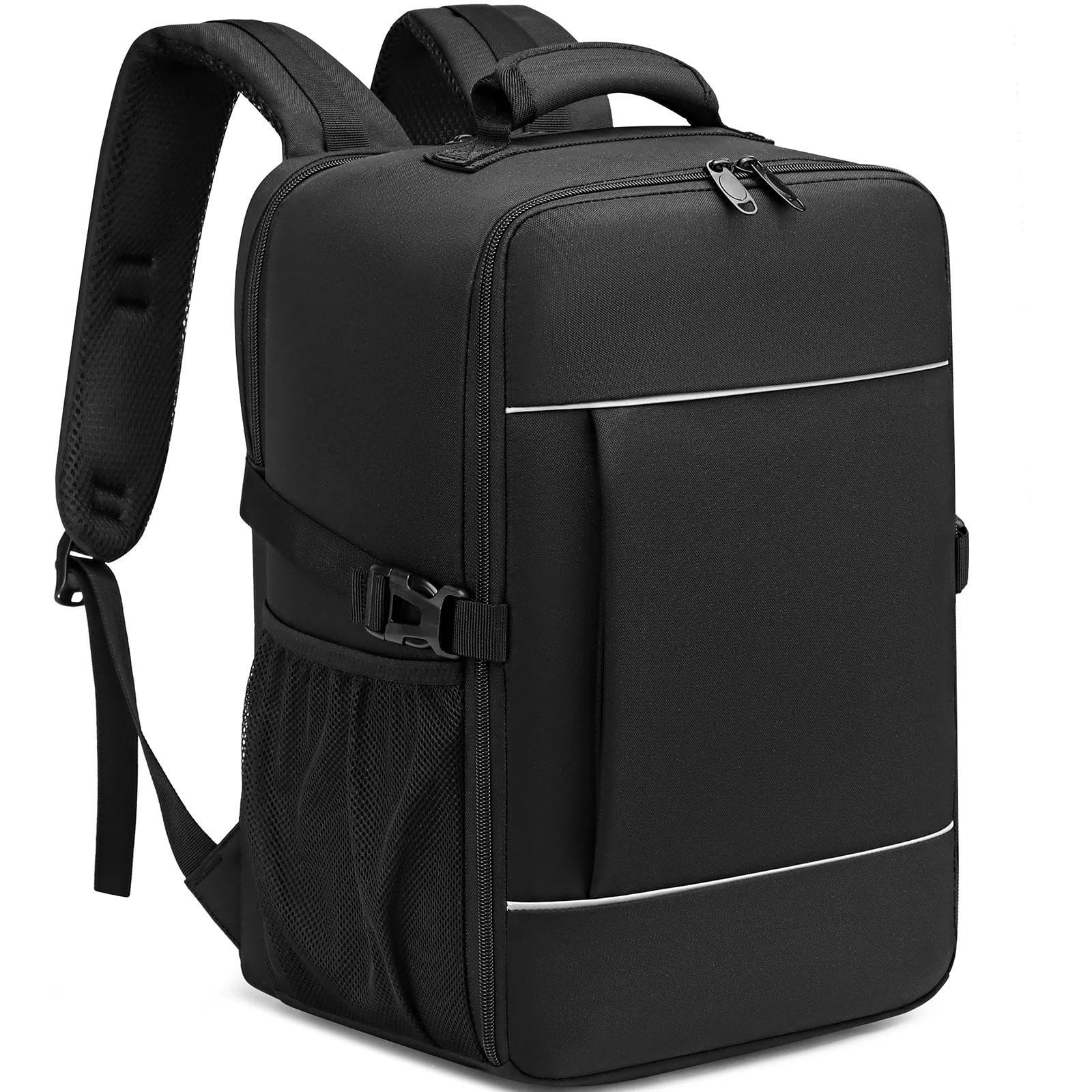 Zaino di Cabina 40x20x25 Borsa Viaggio con Riflettente Unisex Bagaglio A Portata Scomparto per Laptop-nero-15 Pollici