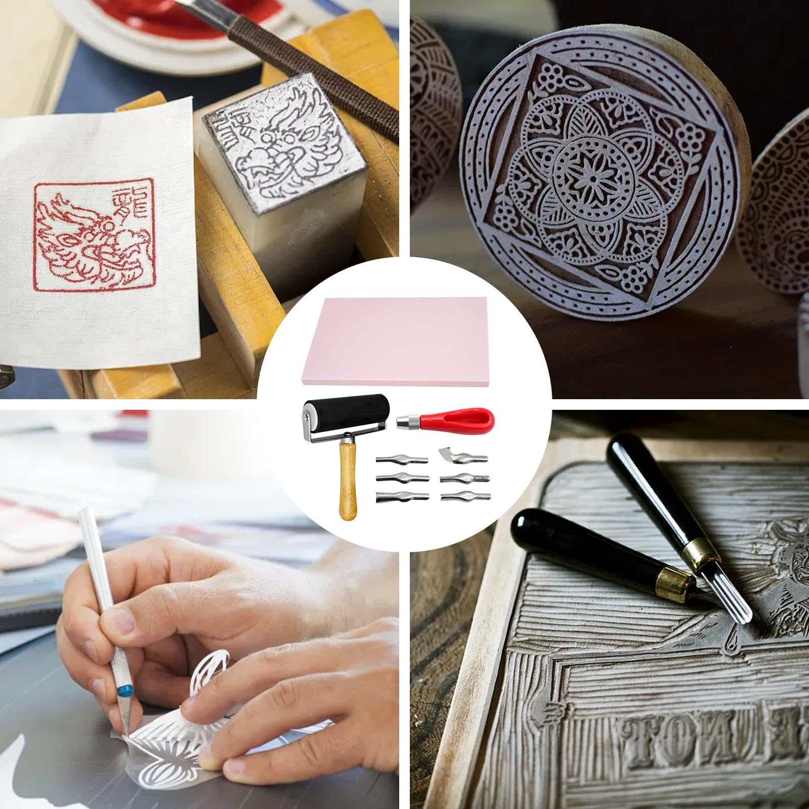 Kit de en caoutchouc, kit de gravure, bloc de sculpture en