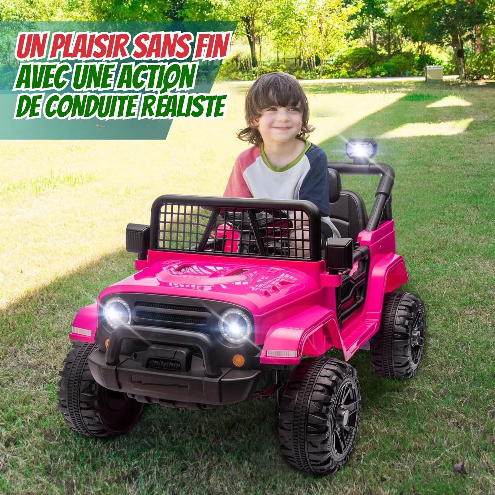 LALAHO Voiture Véhicule électrique Enfant 12V avec télécommande à 2,4 GHz,V. Max. 2,8 Km/h télécommande Effets sonores，Rose