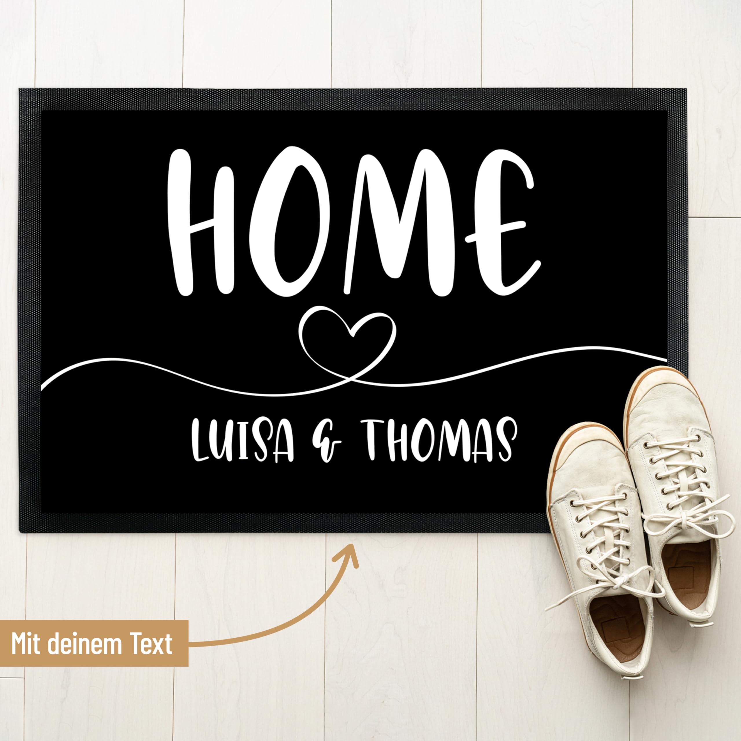 True Statements Personalisierte Fußmatte Home mit Wunschtext - rutschfeste Türmatte 60 x 90 cm