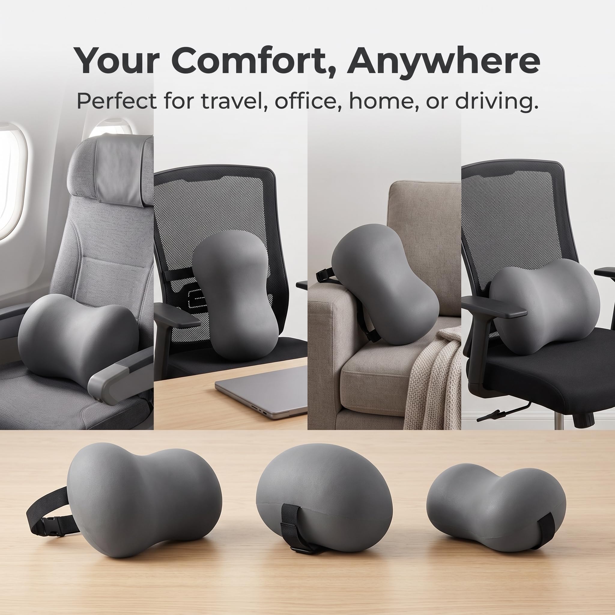 Almohada Cervical Viaje Plegable para Cuello y, Cojín Ergonómico Espuma Viscoelástica con Correa Ajustable, Verde UVA