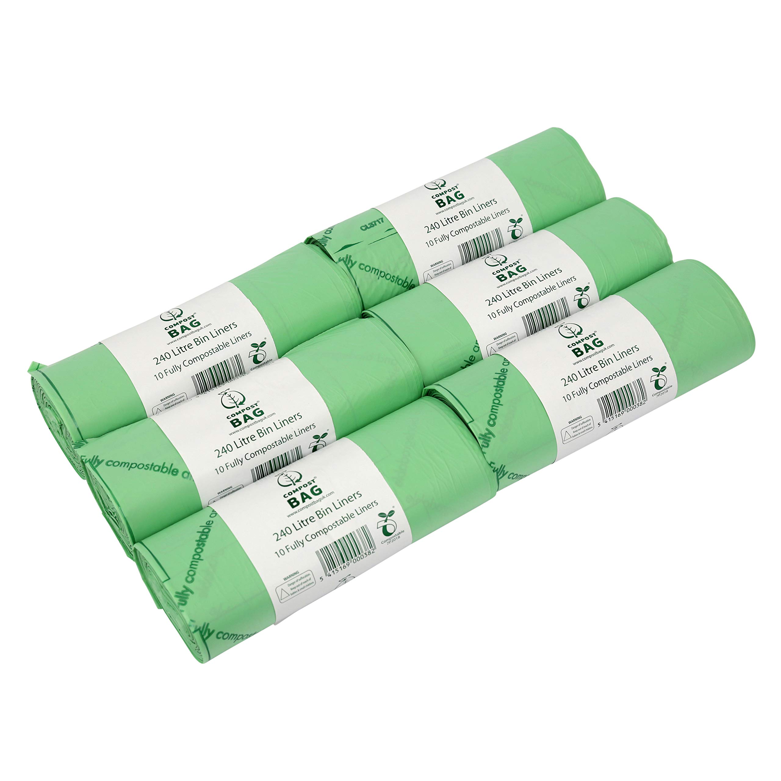 All-Green Green 240 Litre X 60 Compostable Wheelie Bin Sacks - Compost Bag Bin Liners - En 13432-240L Bin Bags With Composting Guide