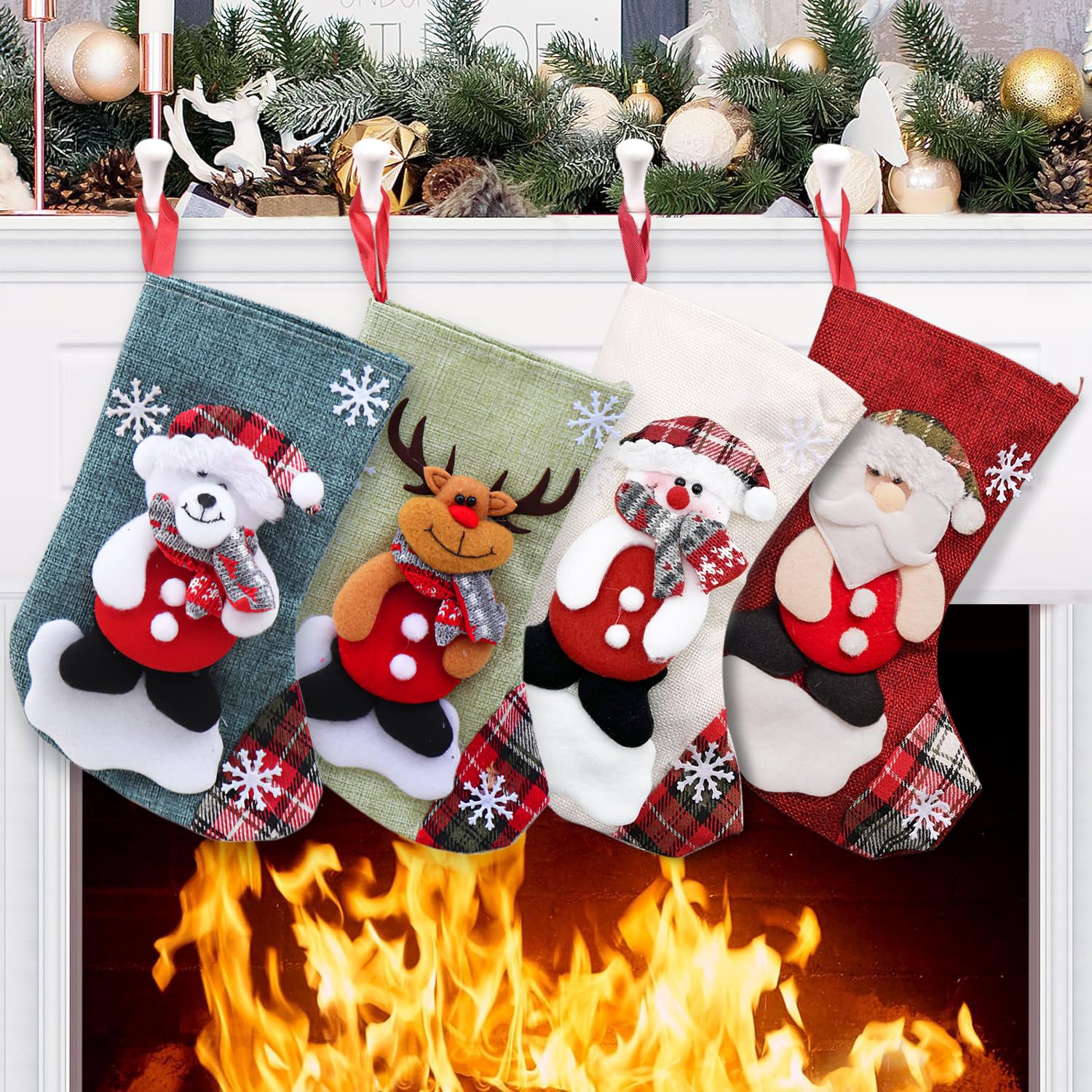 EIHI Nikolausstiefel Set 4-tlg - Weihnachtsstrümpfe Zum Befüllen Dekoration