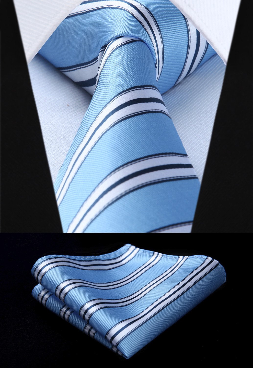 HISDERN Cravate Homme 5 Pièces Mariage Fete Ensemble Cravates et Mouchoirs pour Hommes en Soie Classique Formelle Cravate Carré de Poche