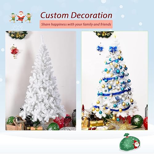 Miniatura 3 de Árbol de Navidad artificial blanco de 8 pies árbol de Navidad con bisagras de primera calidad decoración navideña para interiores y exteriores