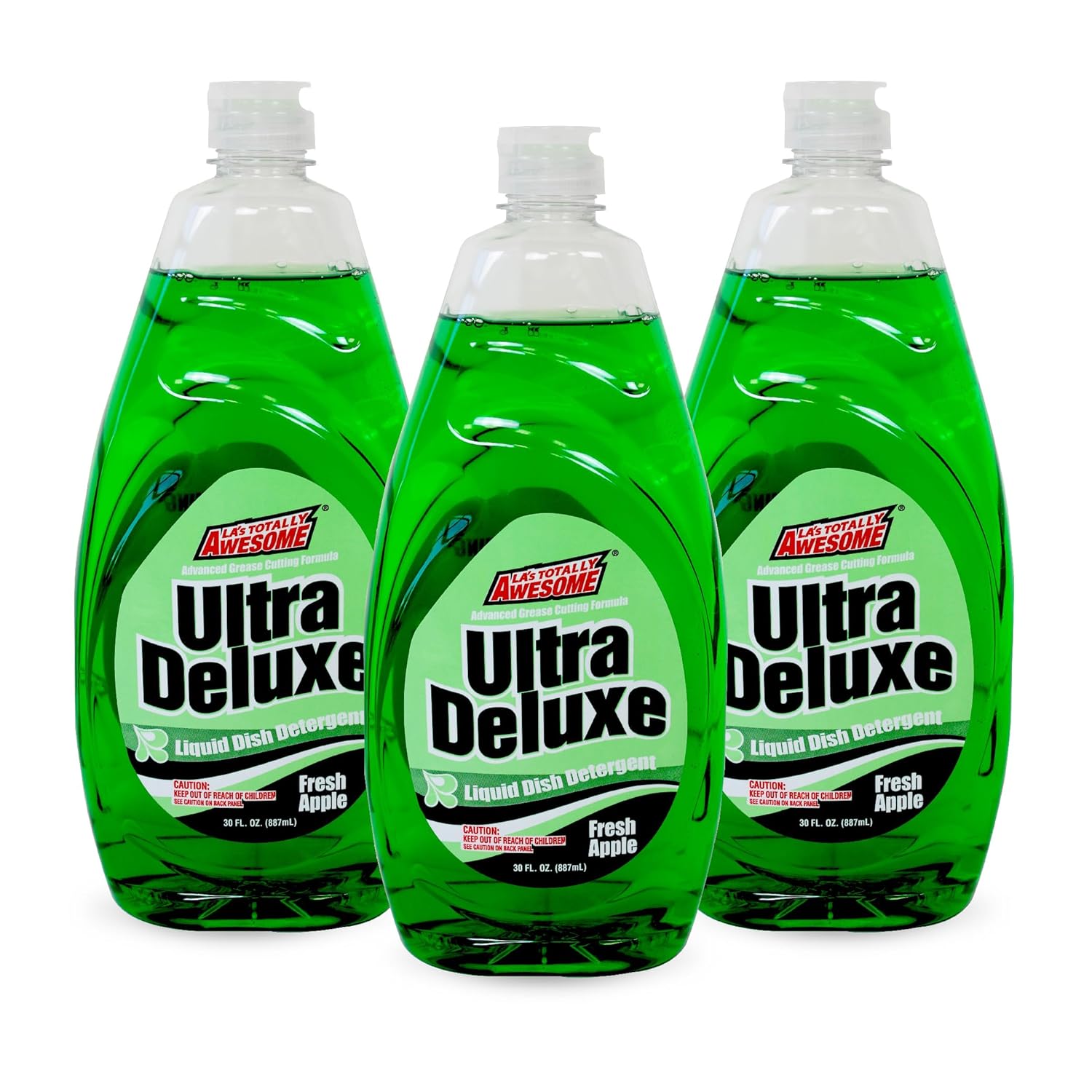 Las Totally Awesome Dish Soap Liquid Fresh Apple Scent 30 fl oz Pack of 3 Grease-Fighting Dishwashing Liquid