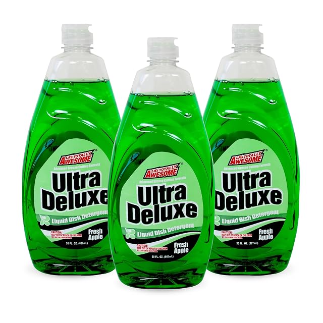 Las Totally Awesome Dish Soap Liquid Fresh Apple Scent 30 fl oz Pack of 3 Grease-Fighting Dishwashing Liquid