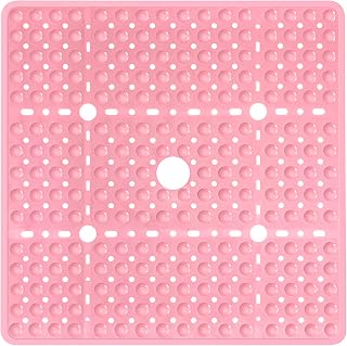 Naoloture Alfombrilla cuadrada grande para bañera de ducha, antideslizante, 27 x 27 pulgadas, color rosa