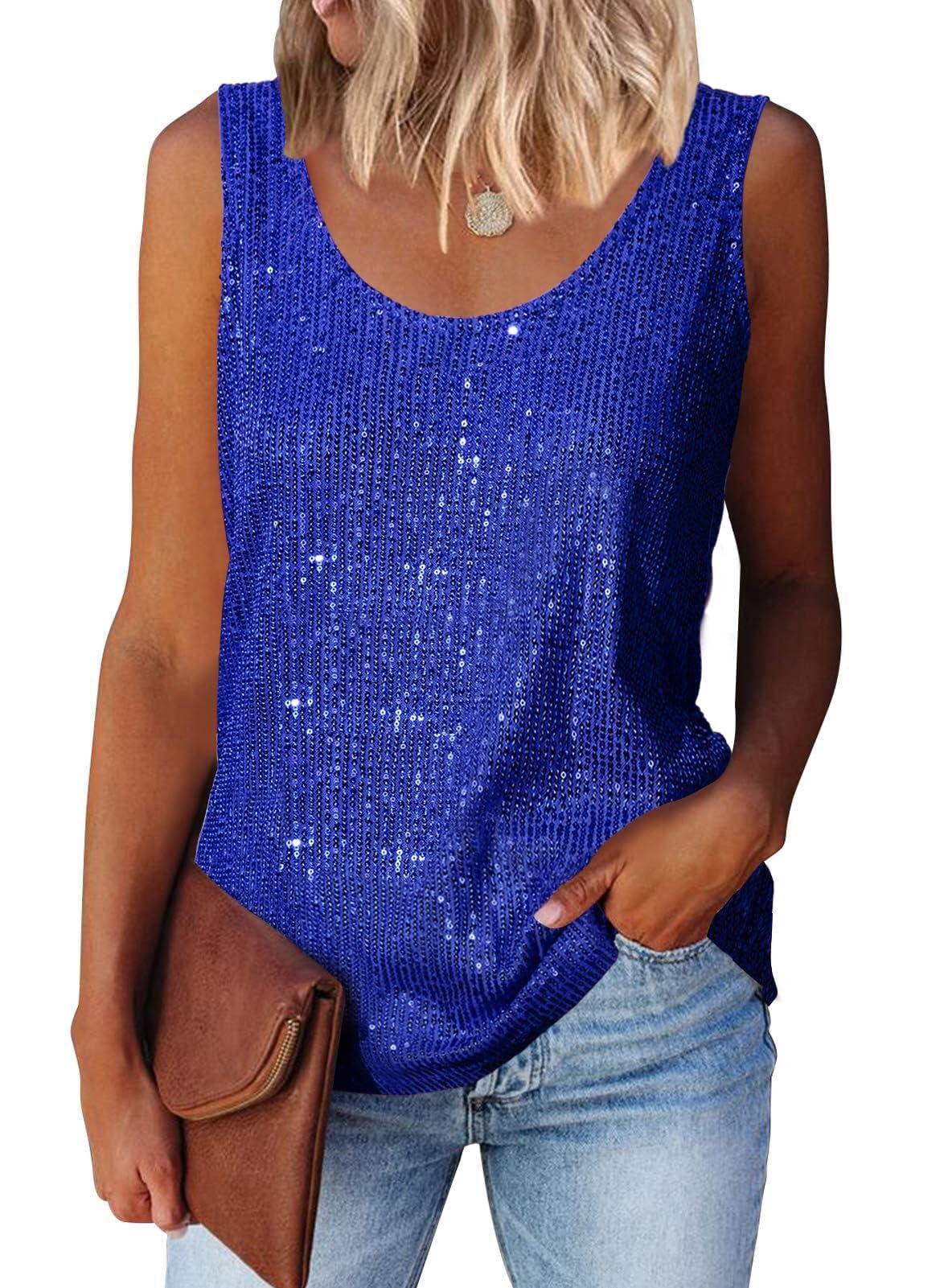Suncife Ärmelloses Damen-Top mit Pailletten, glitzerndes Oberteil