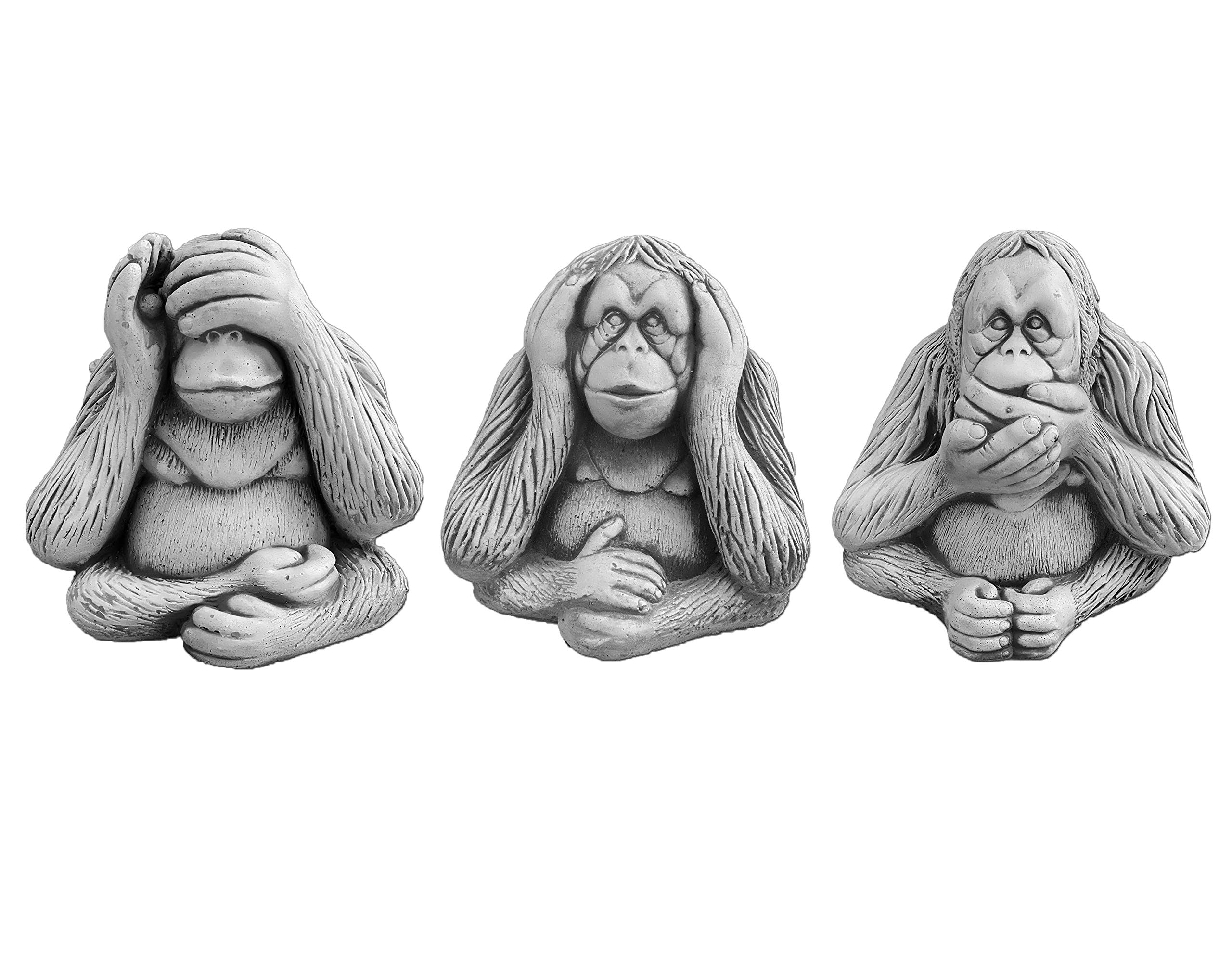 gartendekoparadies.de THREE monkeys See nothing, hear nothing, say nothing, stone figure, H. 22 cm, 19 kg, gray, frost-proof made of cast stone for outdoor use