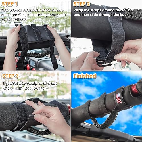 Miniatura 5 de Asas de agarre de barra antivuelco para Jeep Wrangler YJ TJ JK JKU JL JLU Sport Sahara Freedom Rubicon Unlimited X Gladiator JT 1955-2024 UTV ATV