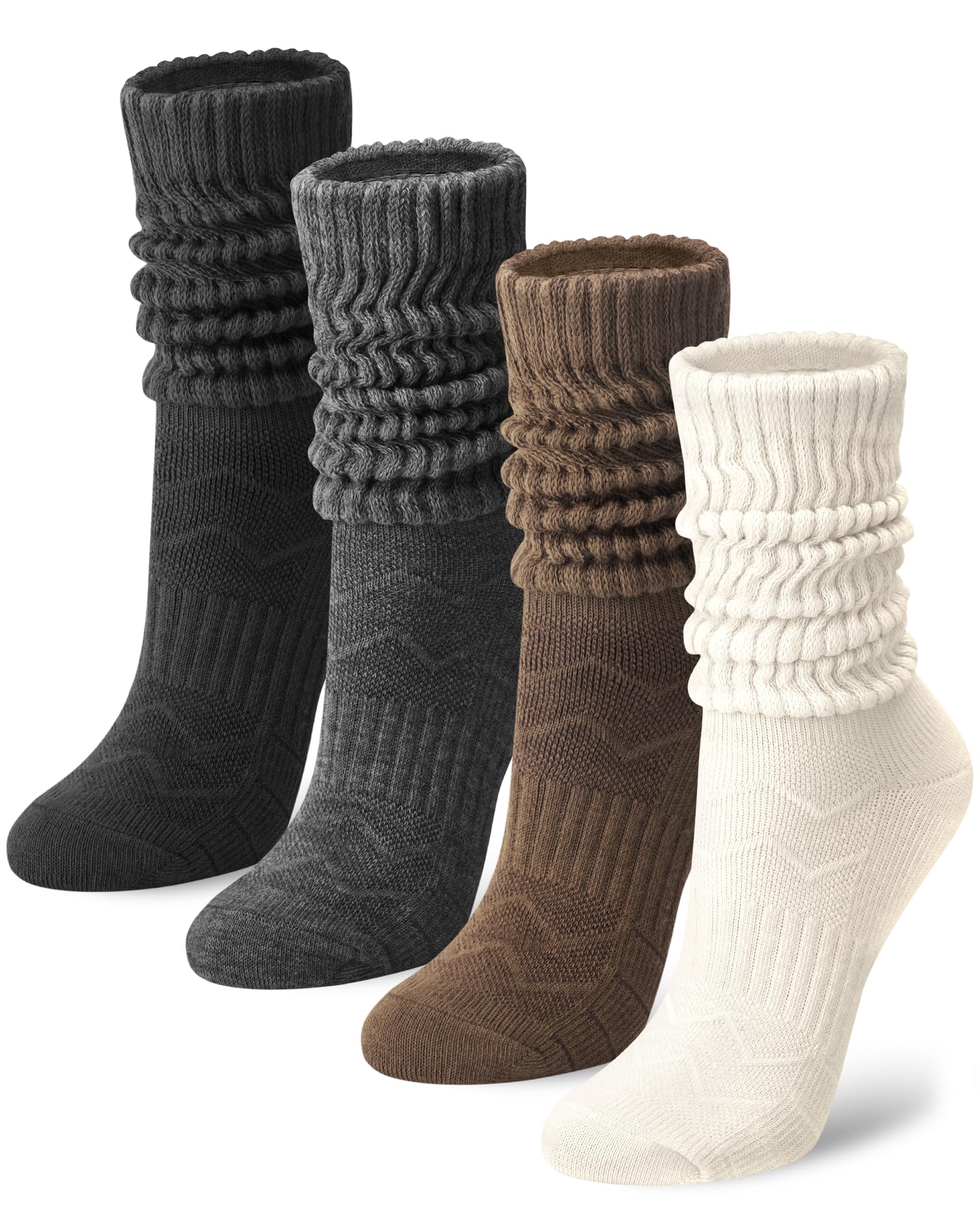 iCamter Slouchy Socks for Women, Boot Scrunch Socks 4 Pairs