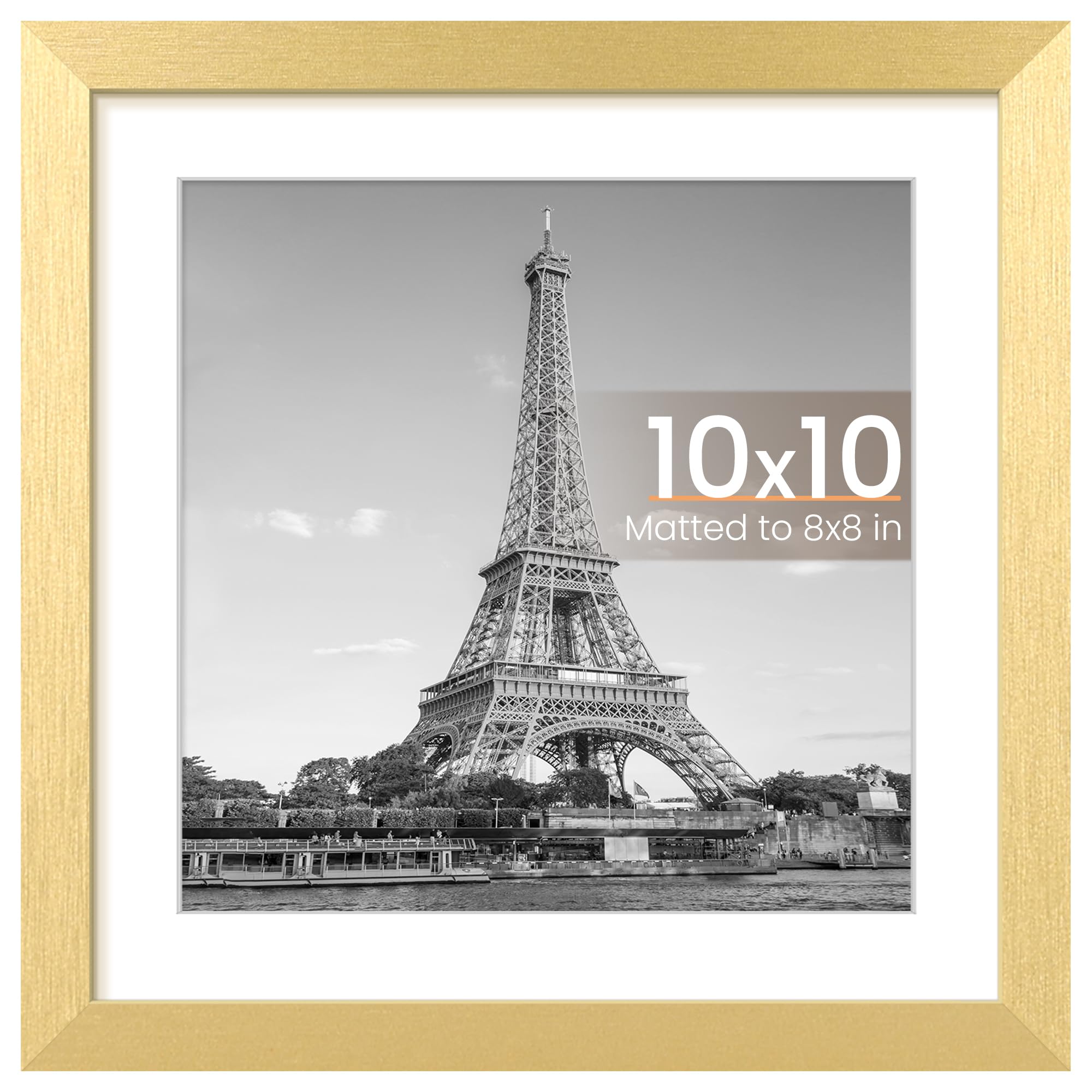 upsimples 10x10 Picture Frame, Wall Decor Photo Frames, Gold 1 Pack | 8x8 Square Frame with Mat for Gallery Wall, Family,Square,Wedding,Baby,Dog,Dorm,Christmas