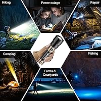 Vista 7 de SKYFIRE LED Flashlights High Lumens with Ignition Lens&Color-Changing Yellow/Blue Lenses,2000lm Super Bright Rechargeable,Zoomable,4