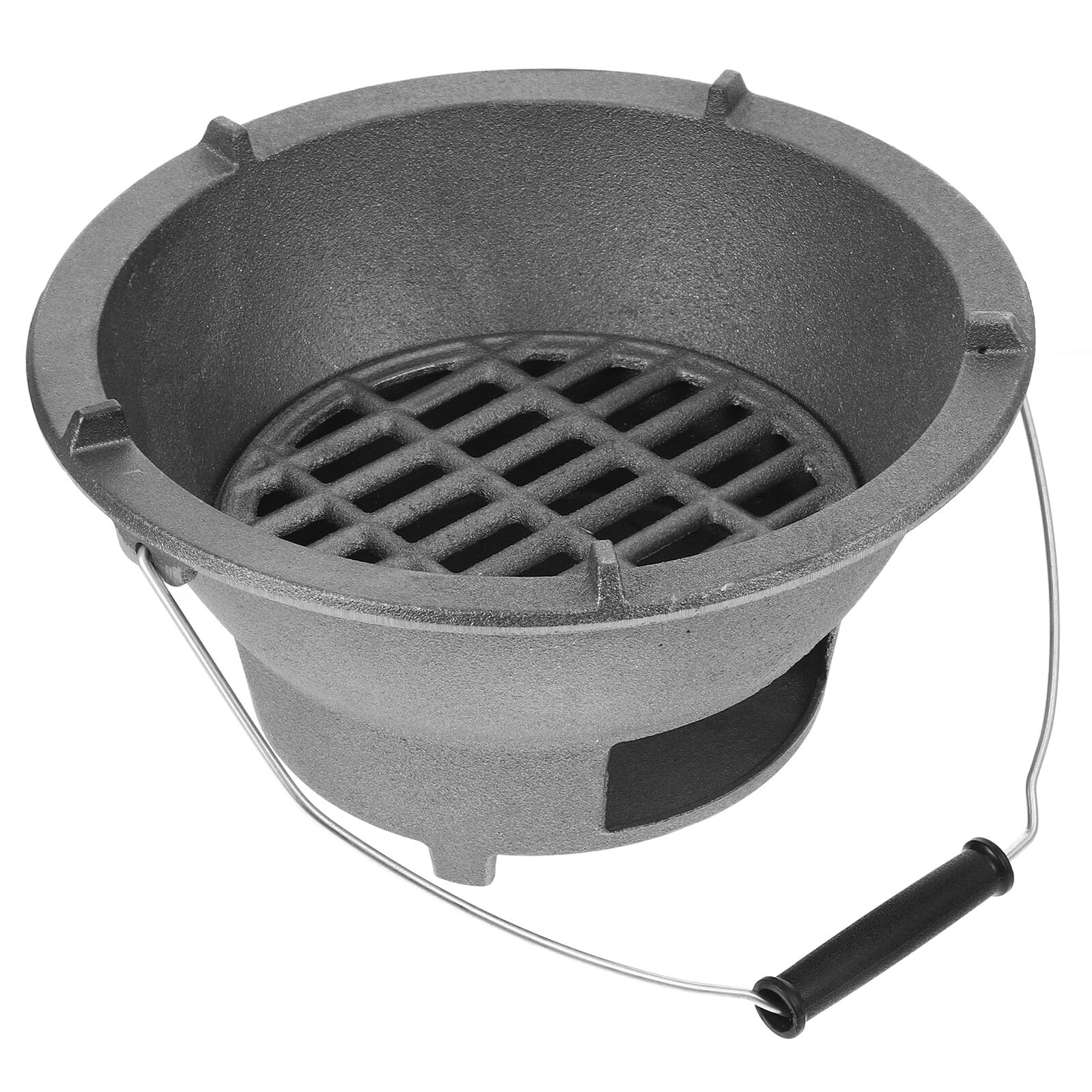 Lar żeliwny grill Chal z uchwytem i rusztem, przenośna wielofunkcyjna kuchenka do grillowania do wewnątrz i na zewnątrz, idealna do grillowania i kempingu