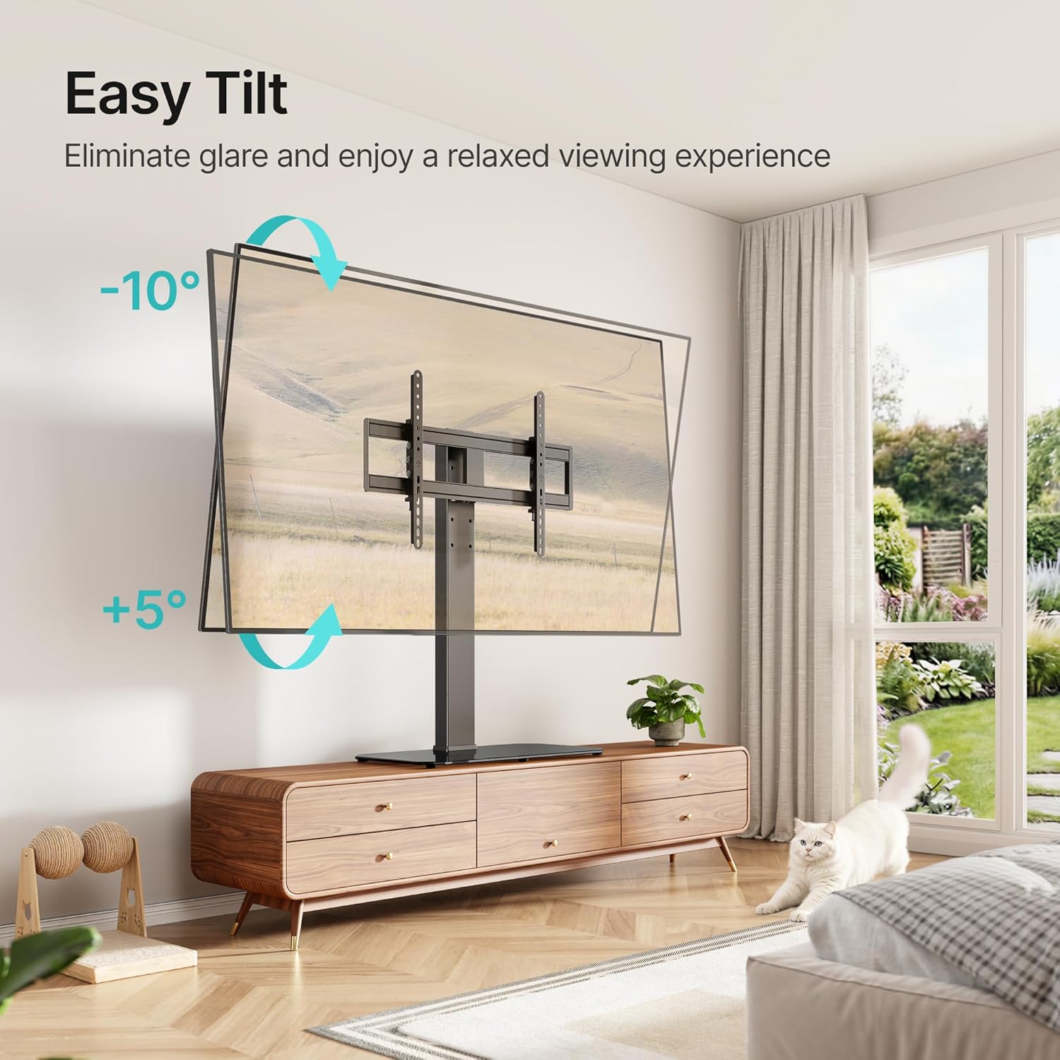 Swivel Universal TV Stand with Mount for 43-90'' TVs, Holds 154 lbs, Height Adjustable Large Table top tv Stand, VESA MAX 600x400mm