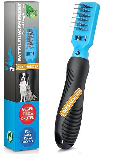 BluePet Peine Desenredante Perro Gato, Cortanudos, rastrillo Nudos del Pelo