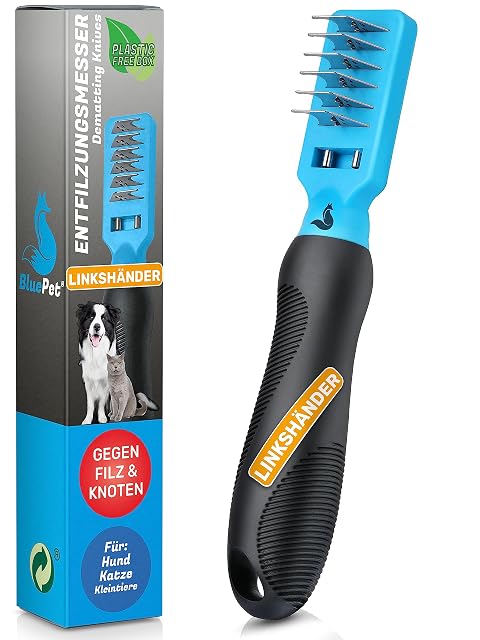 BluePet Peine Desenredante Perro Gato, Cortanudos, rastrillo Nudos del Pelo
