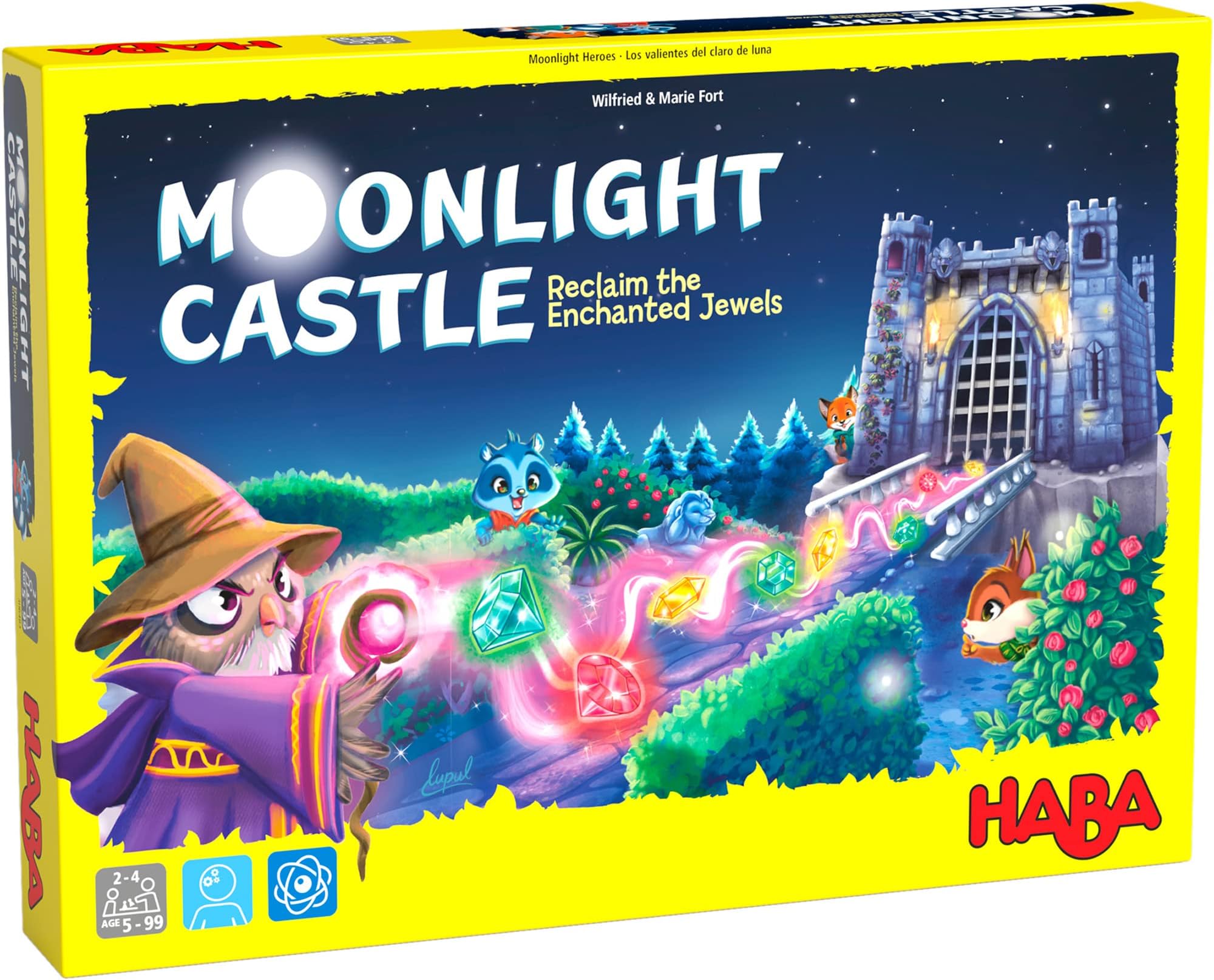 HABA 306483 Moonlight Castle, A magically colourful collecting and sliding game for 2 to 4 heroes, ages 5 years and up, English version (Made in Germany)