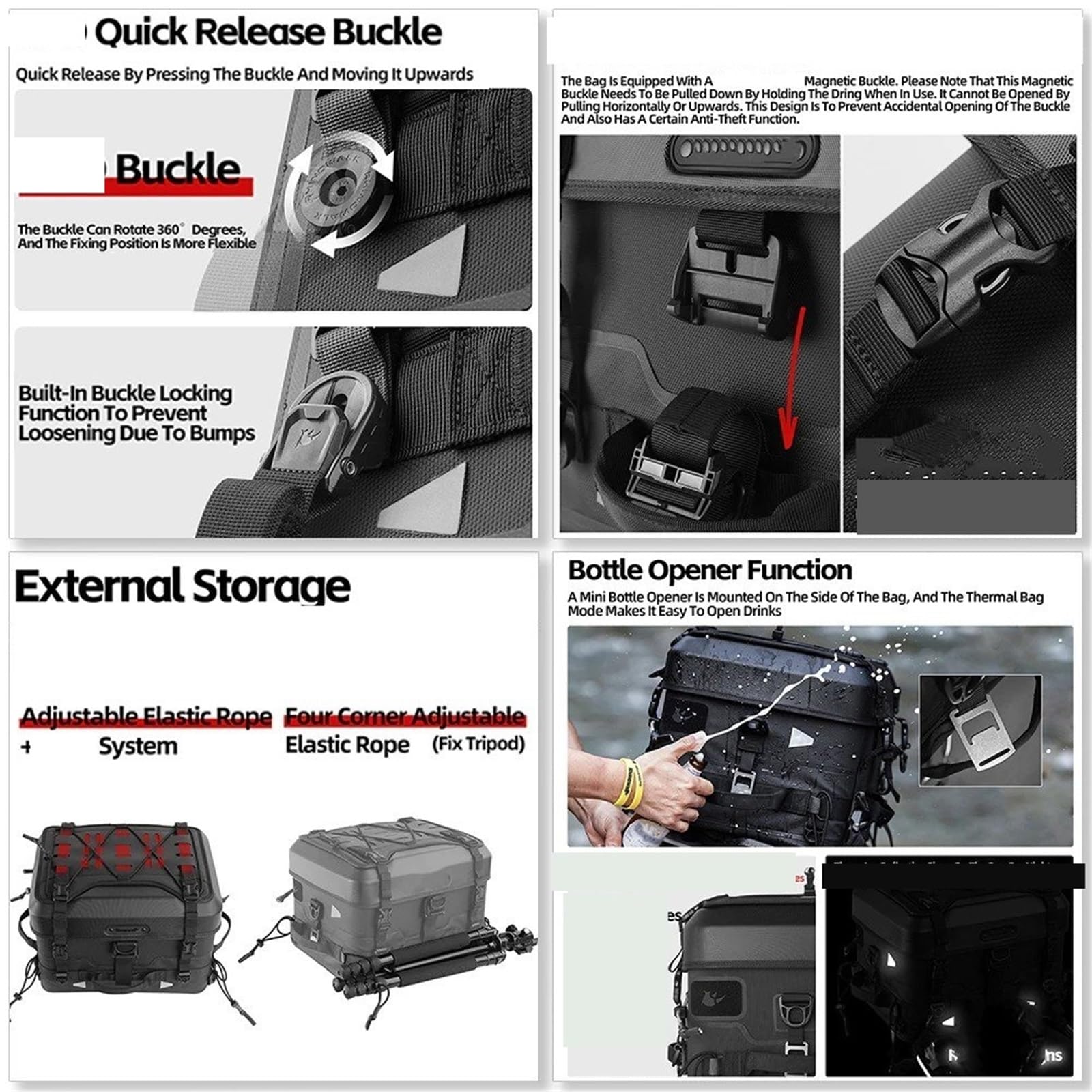 Borsa Moto Borsa Coda Moto Fotocamera Impermeabile 36 Litri O Versione Più Fresca Zaino Guscio Rigido Sedile Posteriore Serie Fortress Selle Moto Bagagli(Cooler Version Bag)