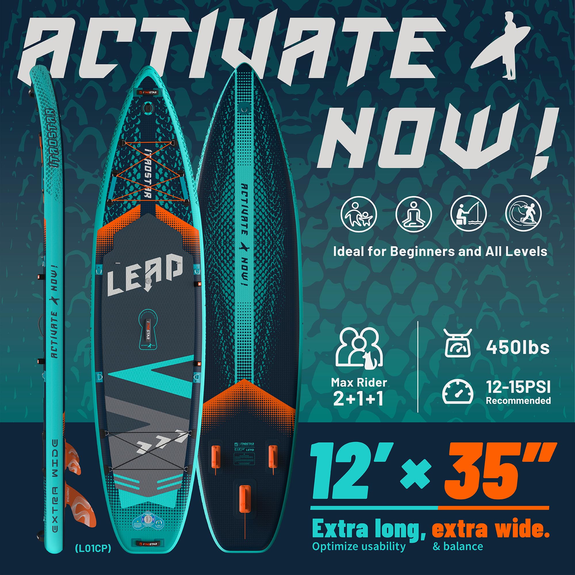 iTAOSTAR Tabla de Paddle Surf Hinchable Extra Ancha Lead Kit de Tabla Sup Premium con 5 Aletas – Tabla de Paddle Surf ultraestable para Adultos y jóvenes – Todos los Niveles de Habilidad