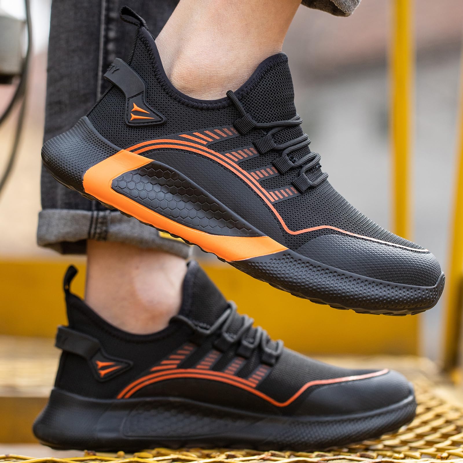 Zapatillas de Seguridad Hombre Mujer Transpirable Zapatos de Seguridad Ligero Antideslizante Zapatillas Trabajo con Puntera de Acero Comodo