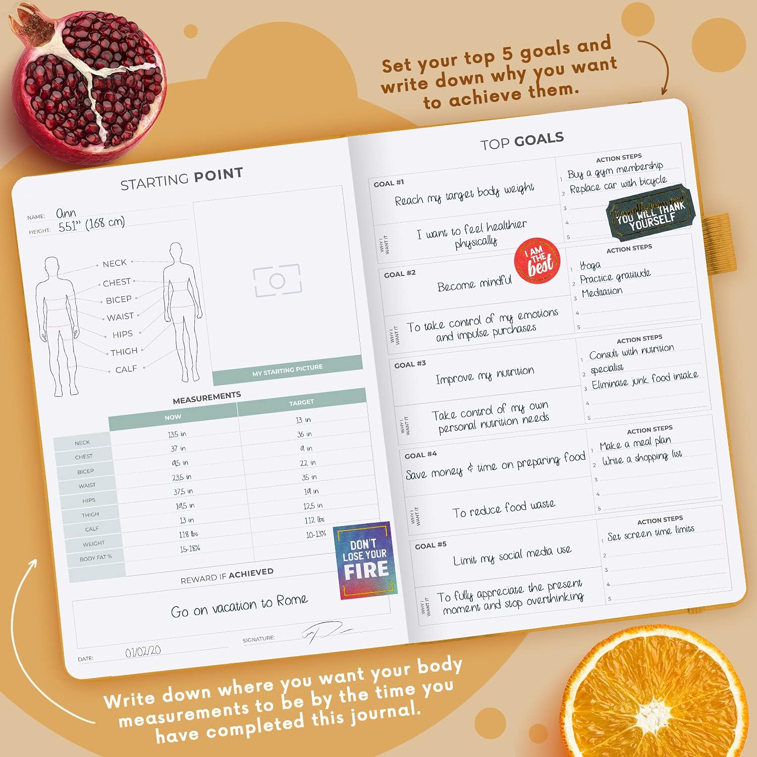 Clever Fox Wellness Planner - Weekly & Daily Health and Wellness Log, Food Journal & Meal Planner Diary for Calorie Counting, Notebook for Medical Condition Tracking, A5-Sized - Amber Yellow : Office Products
