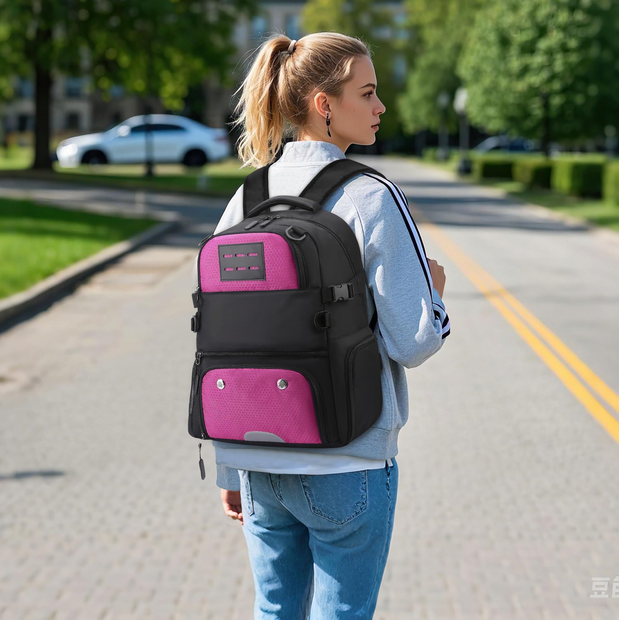 VARLIVOO Mochila de Baloncesto para Hombre Gran Mochila de Fútbol con Portaballón y Compartimento para Zapatos Bolsa de Baloncesto Mochila Gimnasio Bolsa Deportiva para Voleibol Escuela Viaje Rojo