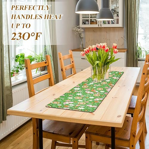 Miniatura 5 de Salvamanteles verdes de caracoles, setas y flores, para ollas y sartenes calientes, camino de mesa salvamanteles resistente al calor e impermeable