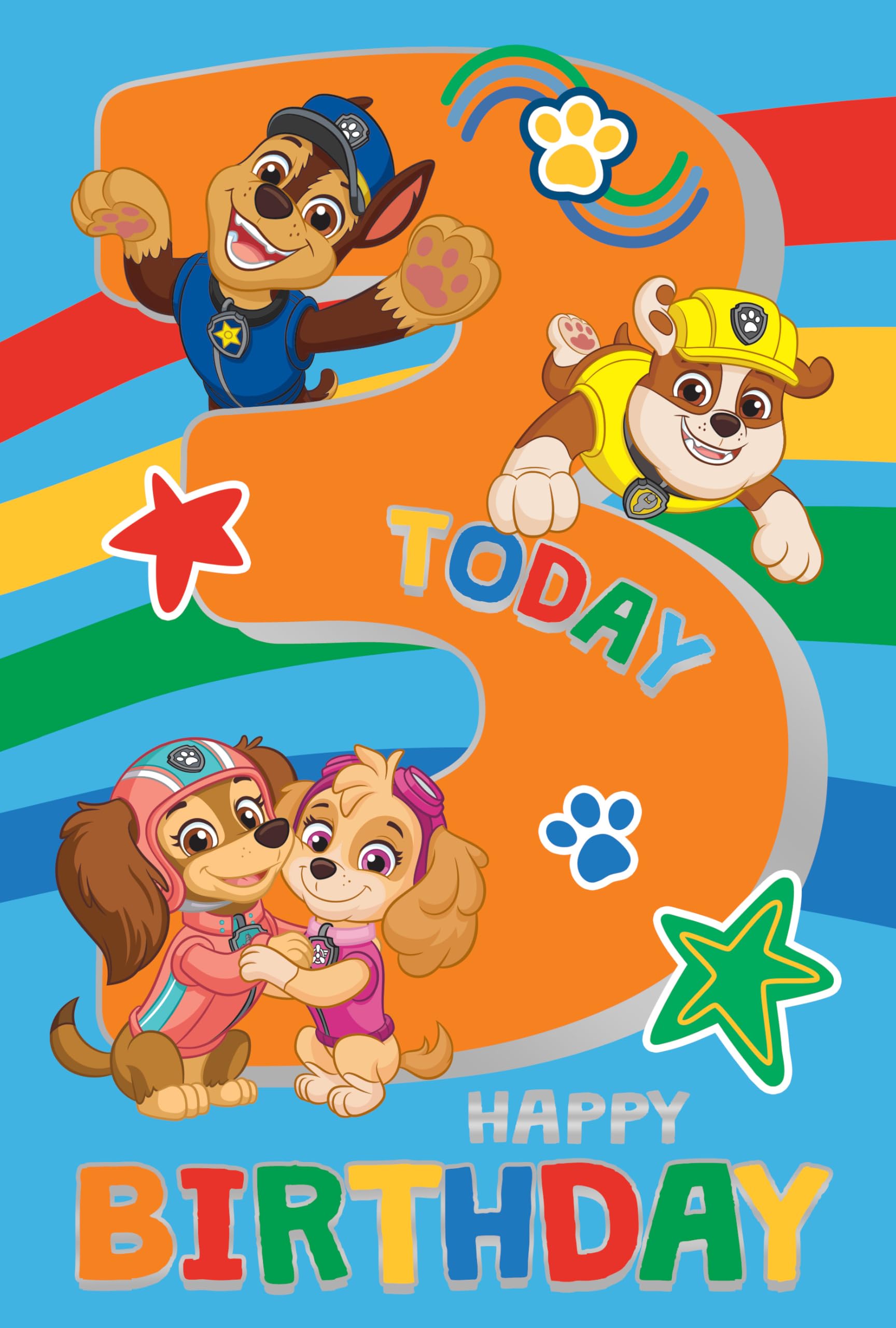 Danilo Promotions Ltd Paw Patrol Birthday Card with Stickers, Age 3