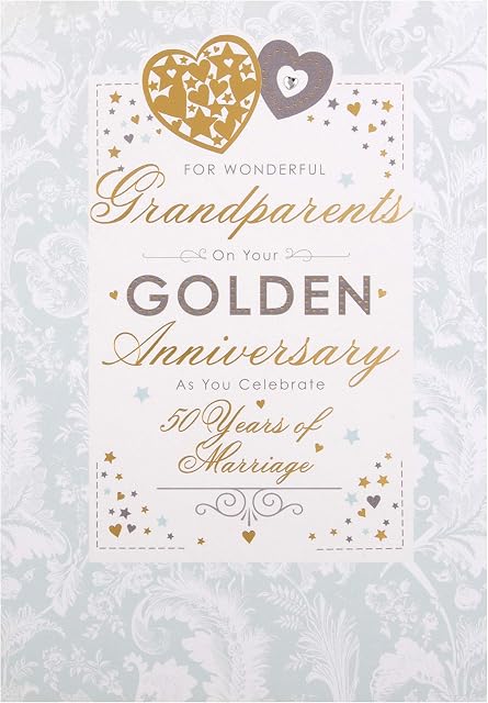 Golden Wedding Anniversary Card for Grandparents from Hallmark - With Gem Attachment
