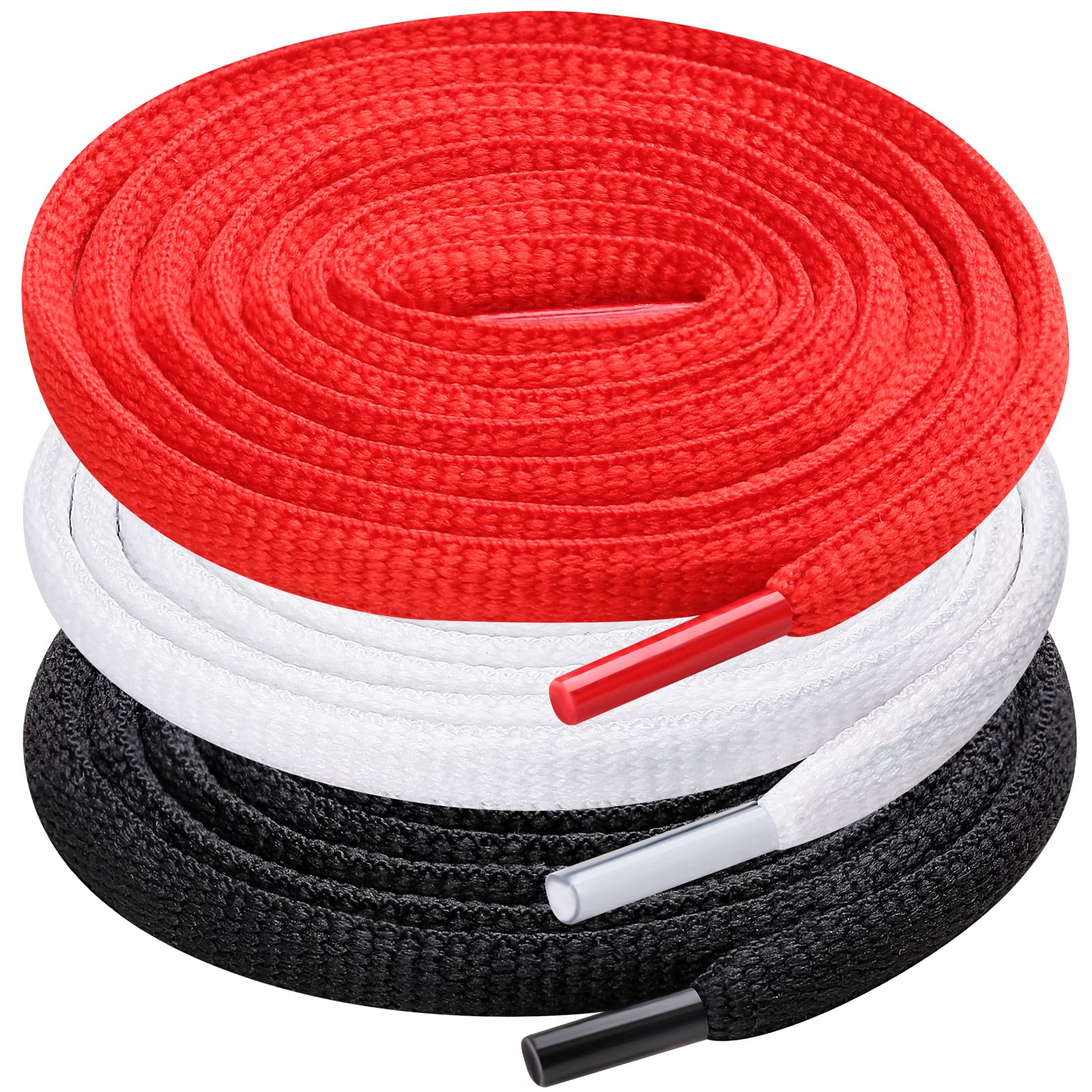 UpUGo 3 Pair Oval Shoe Laces, Half Round 1/4" Shoelaces for Athletic Running Sneakers Shoes Boot Strings