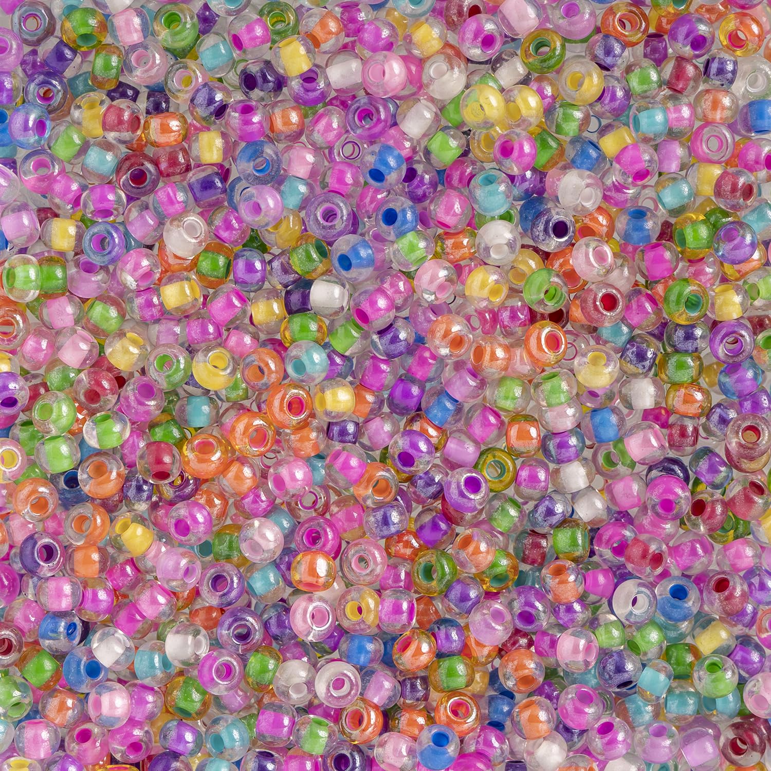 John Bead Czech Glass Seed Beads 6/0 (100g) Crystal Lined Crystal Mix Beads for DIY Art Crafts Jewelry Bracelets Necklaces Earrings Making