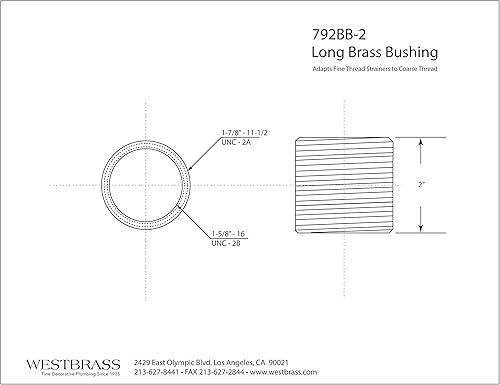 Miniatura 4 de Westbrass Buje adaptador de latón de 1" alto, 792BB