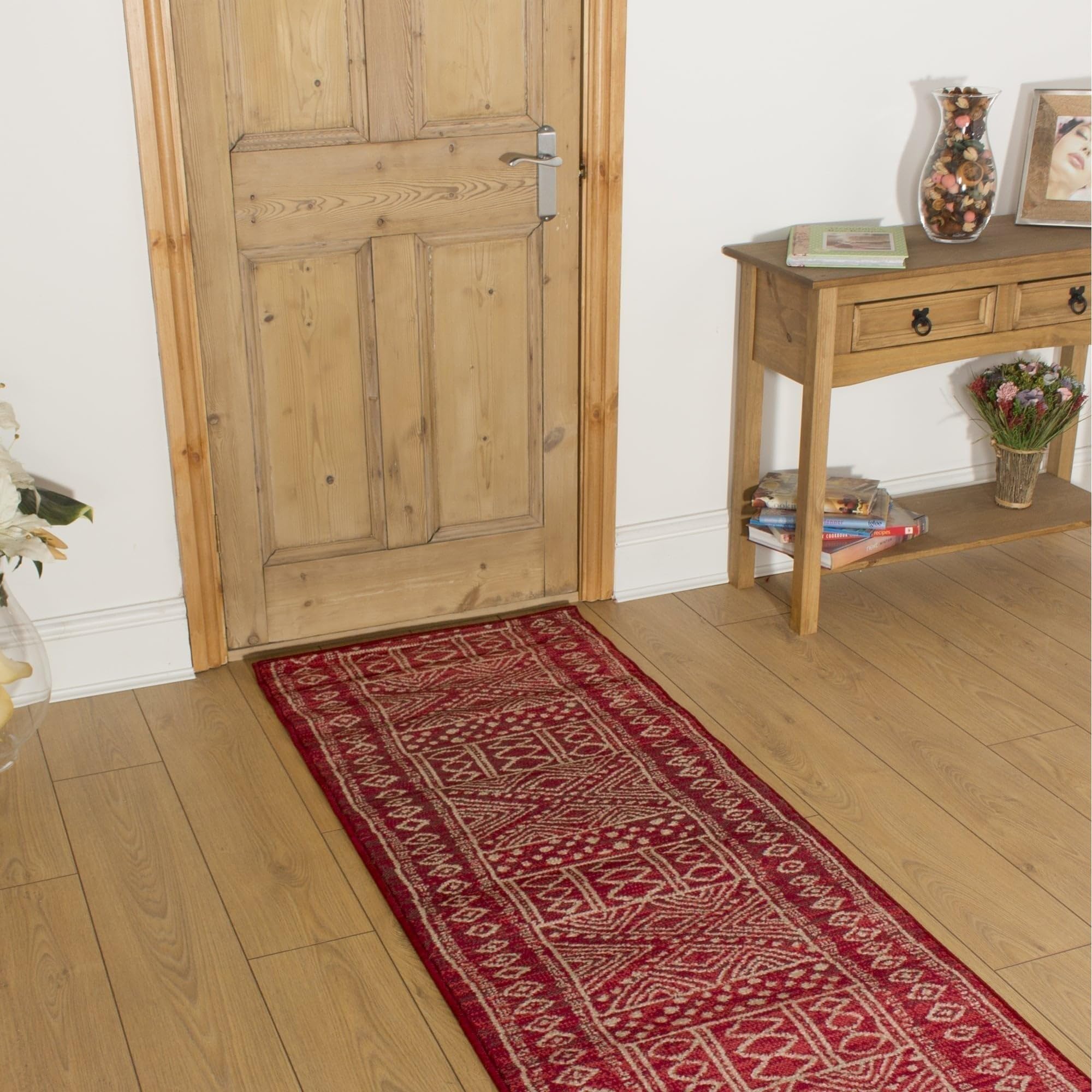 runrug Soft & Luxurious Hallway Runner Rug - Comfortable Carpet for Hall, Kitchen & Corridor - Multiple Sizes - Stain-Resistant, Dirt-Resistant - 60cm x 420cm - 9mm Thick - Afrikans, Red โ image 1