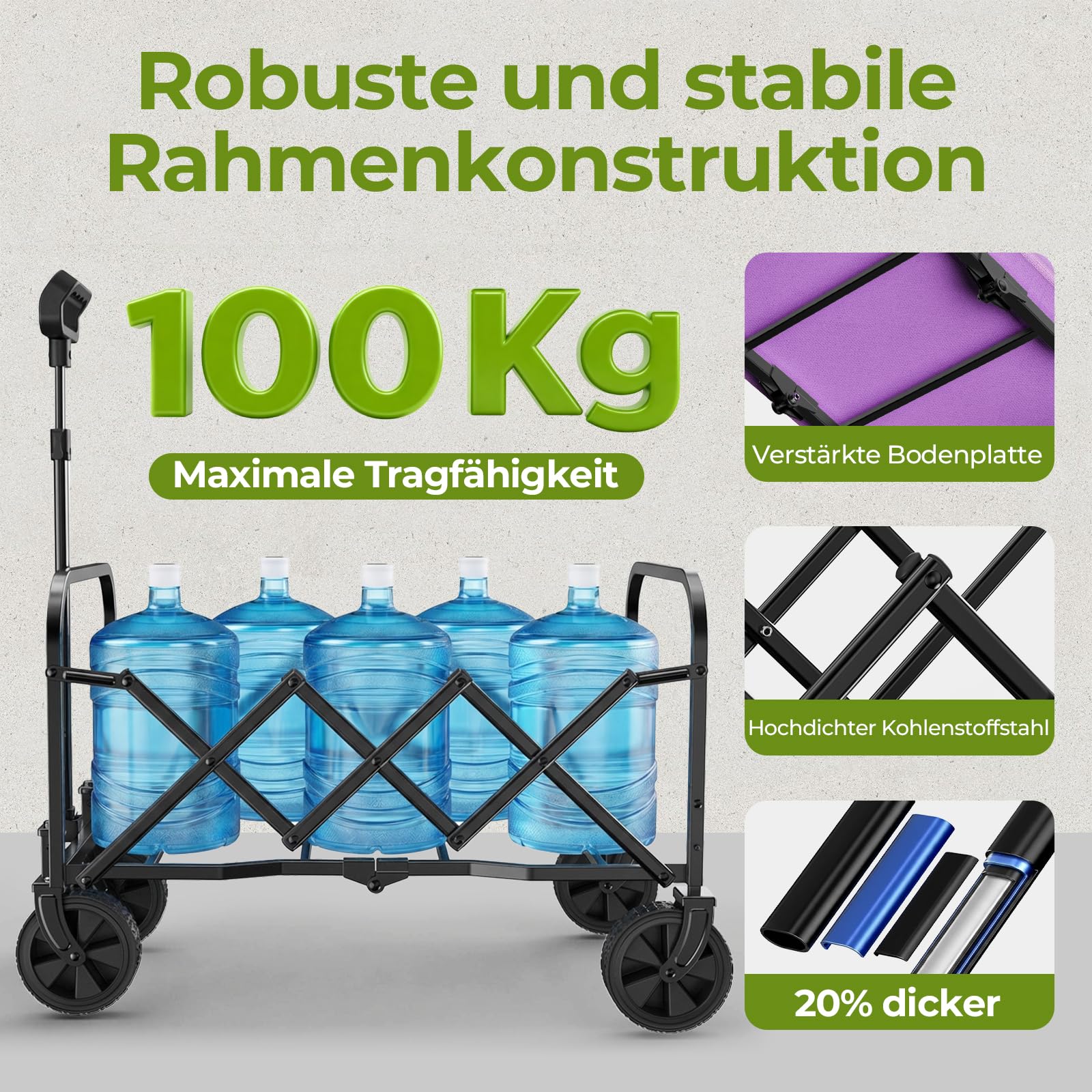 Mini wózek składany, mały, 100 kg, wózek ręczny, składany wózek na zakupy, wózek kempingowy z uchwytem z regulacją wysokości, lekki, zajmuje mało miejsca, stabilny