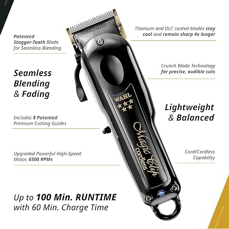 Wahl Professional 5 Star Magic Clip Cordless Clipper, Stagger-Tooth Blade