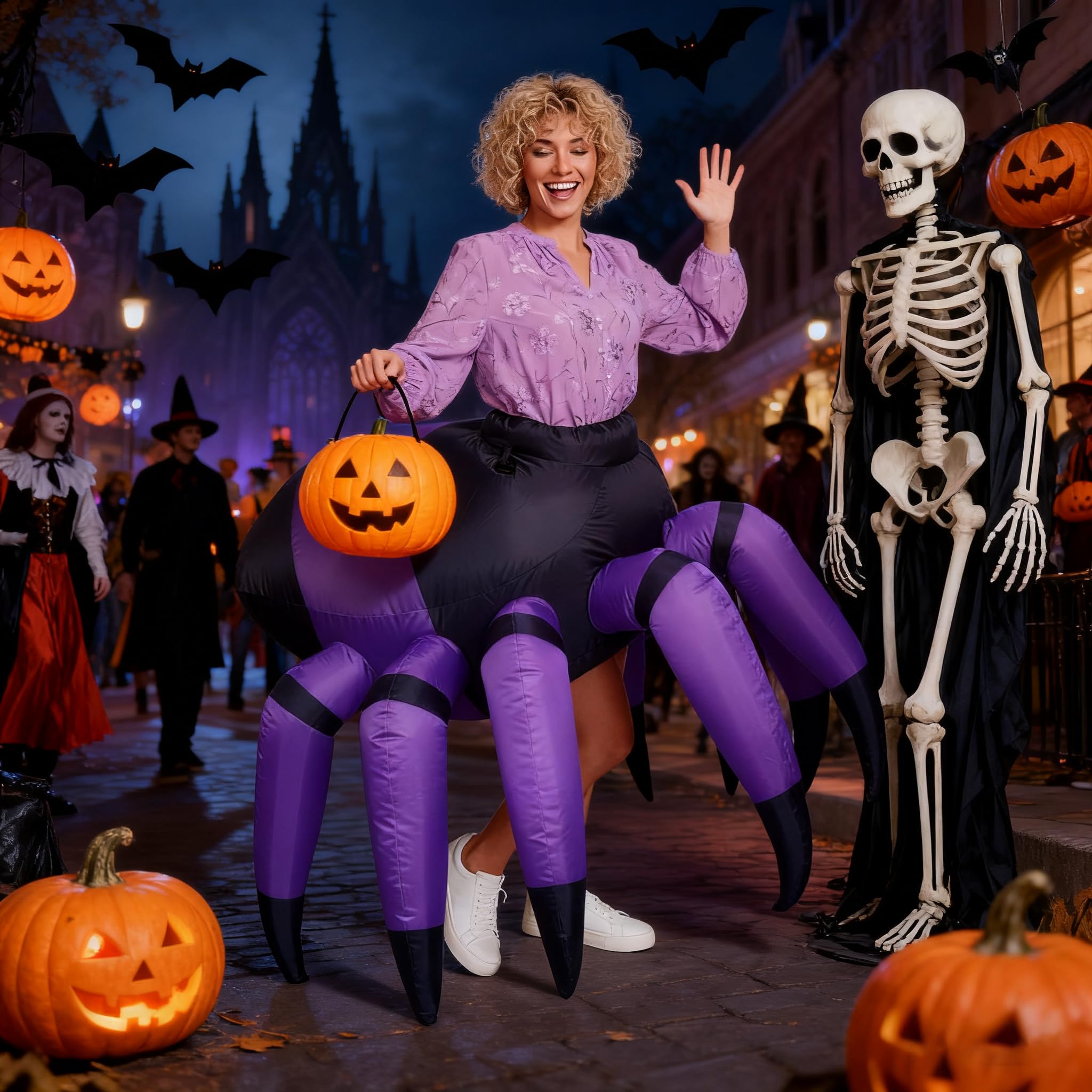 Disfraz inflable de araña, divertido disfraz de Halloween para adultos