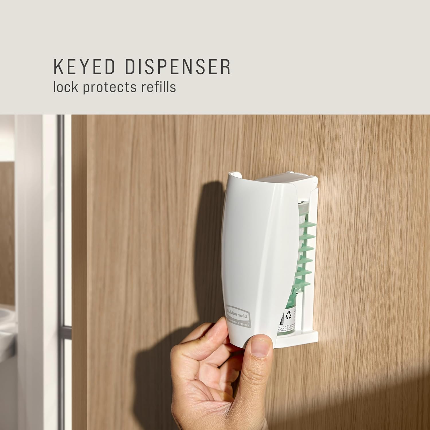 Rubbermaid Commercial Products TCell Automatic Odor-Controlling Air Freshener Dispenser White Easy to Install Battery Free for Restrooms in Restaurants/Hotels/Schools/Airports/Offices