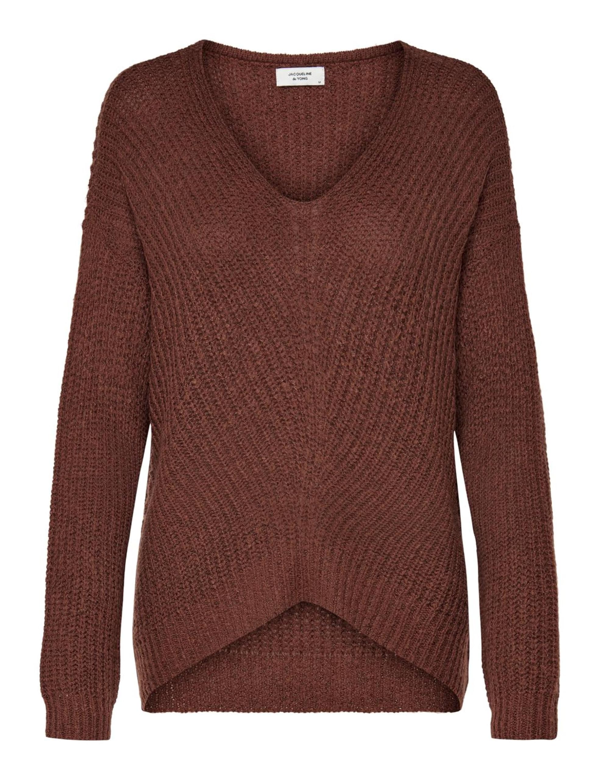 JDY Women's JDYNEW Megan L/S Pullover KNT NOOS Sweater, Smoked Pepper/Detail: Black ply, XL
