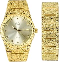Techno Pave Men's 45mm Nugget Design Watch & Bracelet Set, Diamond Accent Dial