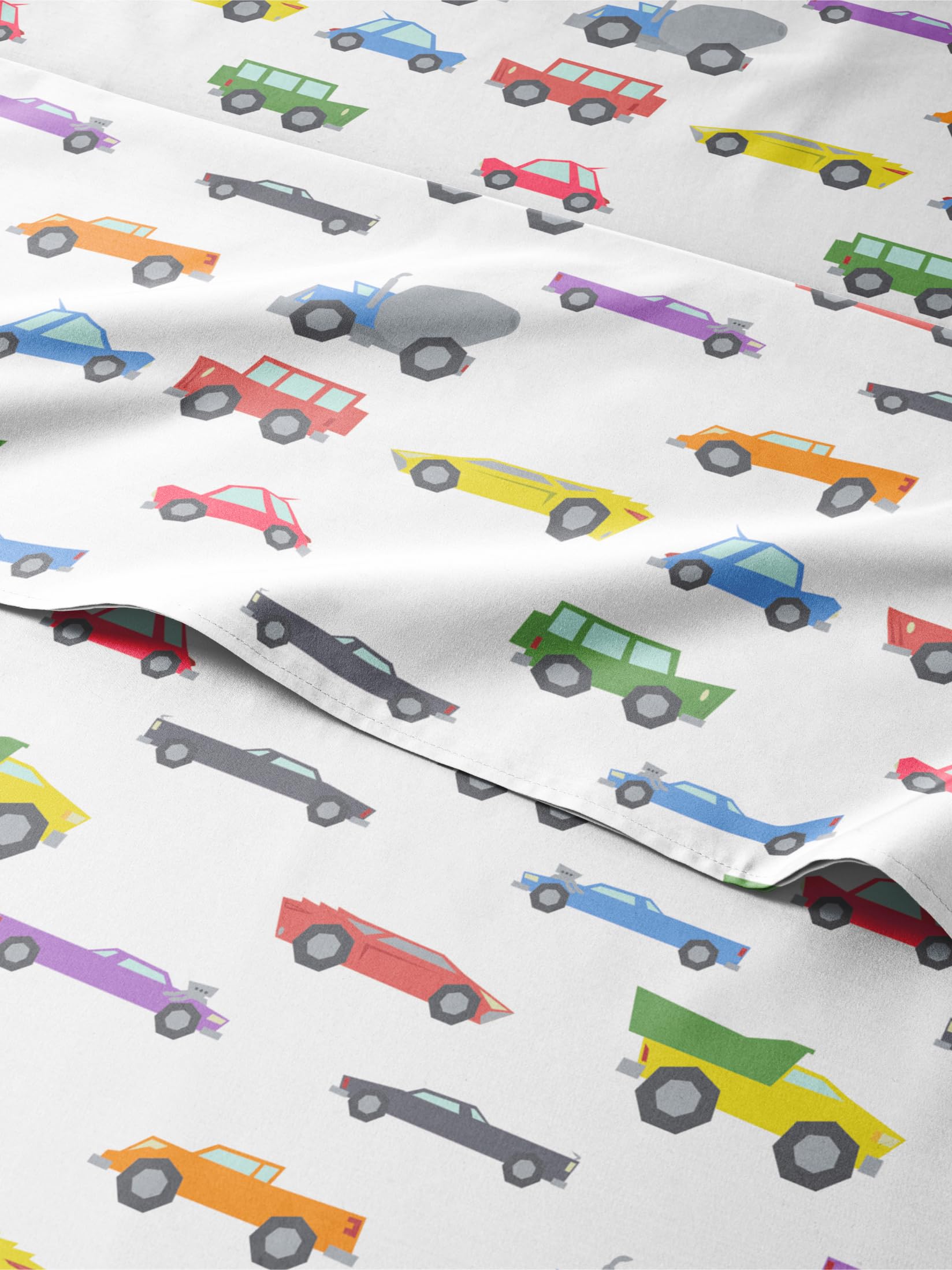 CGK Unlimited Kids Queen Size Cars Bed Sheets - 4 Piece Kids Cars Sheet Set